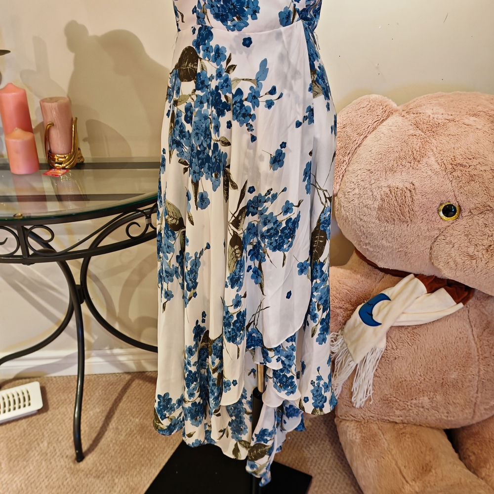 lulus French Countryside White Floral Print High-Low Dress 015000 - Picture 10 of 13